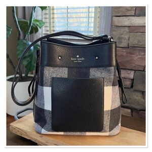 KATE SPADE 'Marti' Black/White Large Bucket Bag